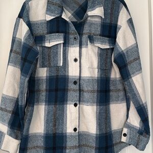Classic Blue and White Plaid Women's Shacket